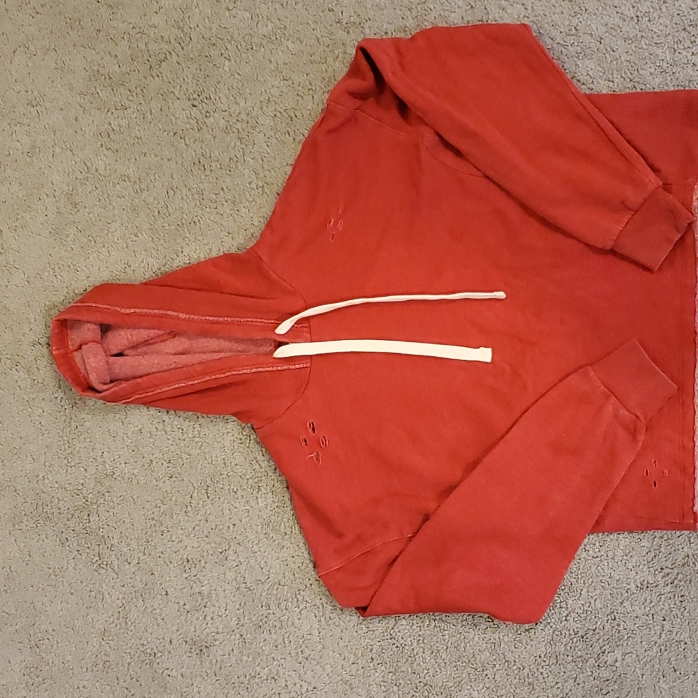 Women's red ripped hoodie